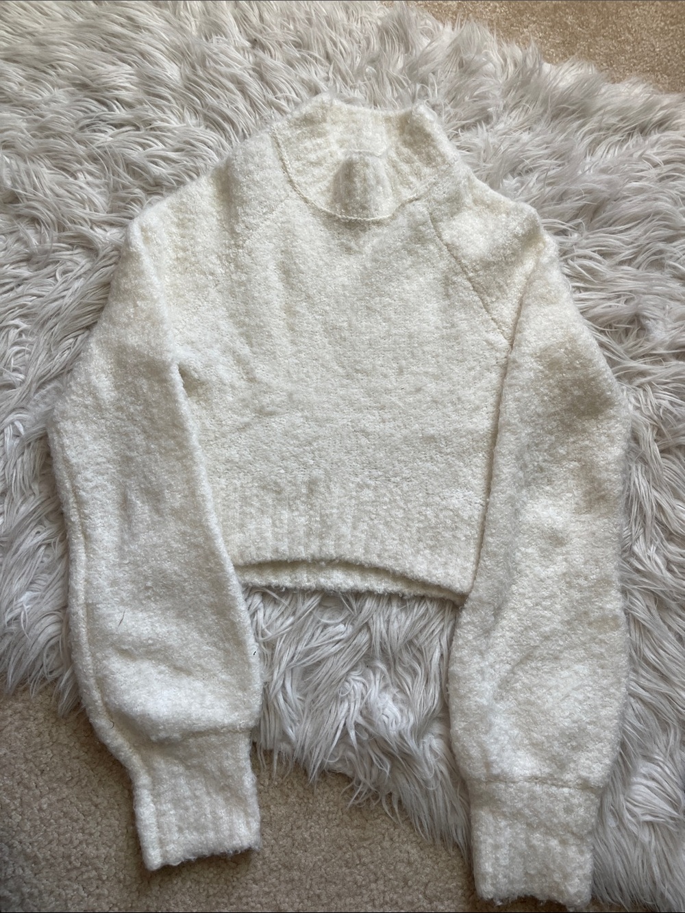 Urban Outfitters Cream Mock Neck Cropped Sweater